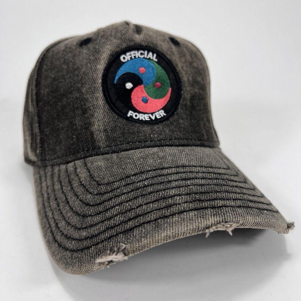 Official Forever Dad Hat Yin‎ Yang Patch Distressed Strapback One Size Gray